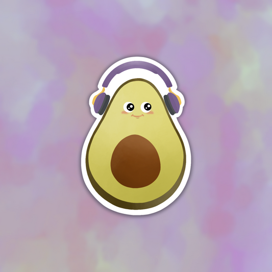 Musical Avocado Die Cut Sticker