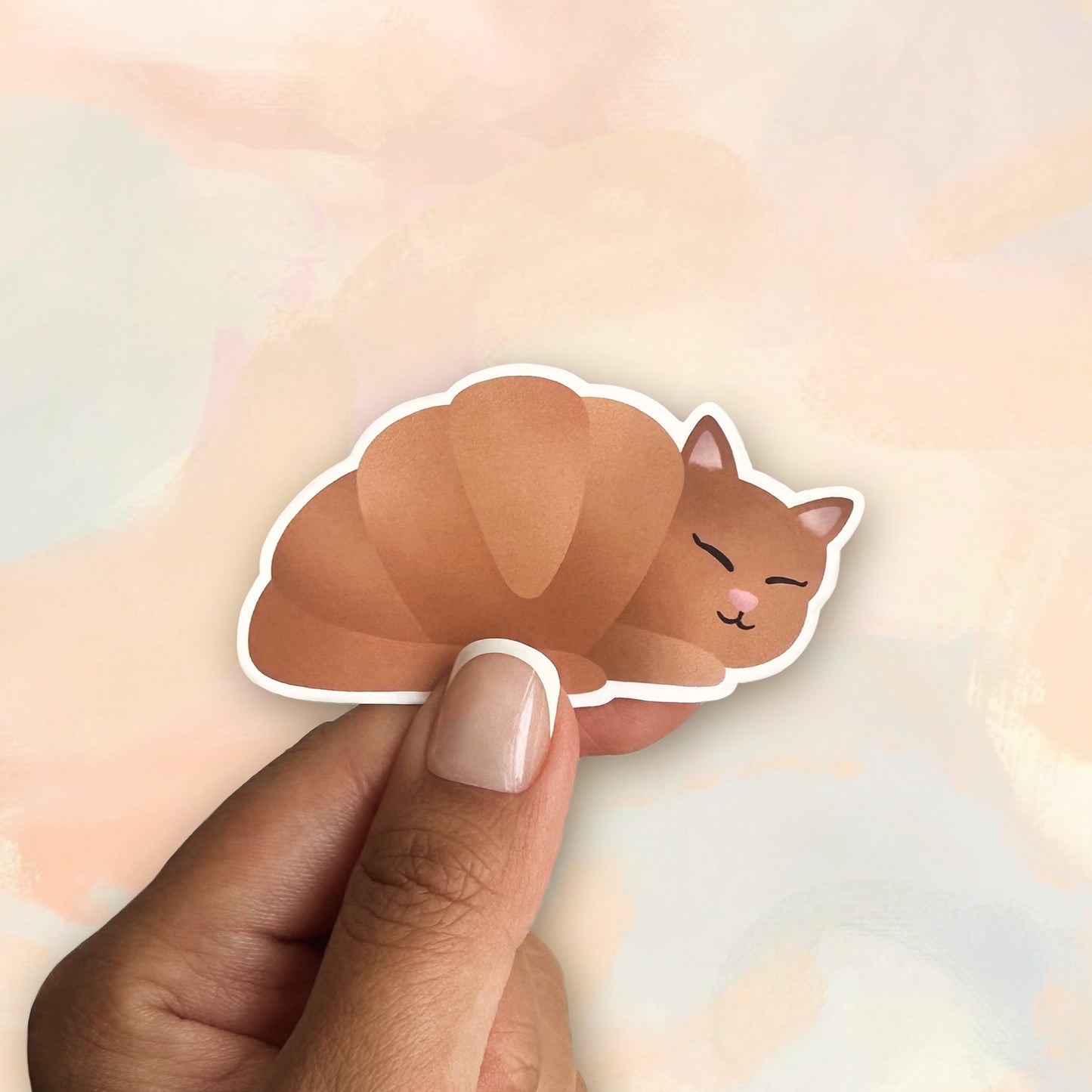 Croissant Cat Die Cut Sticker