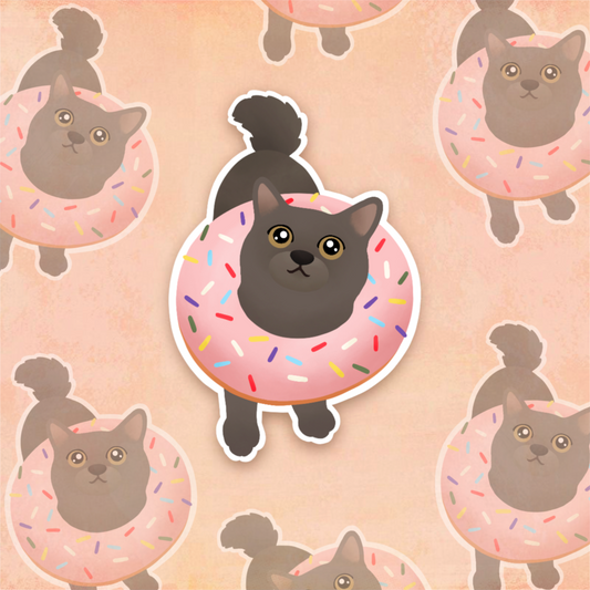 Donut Cat Die Cut Sticker