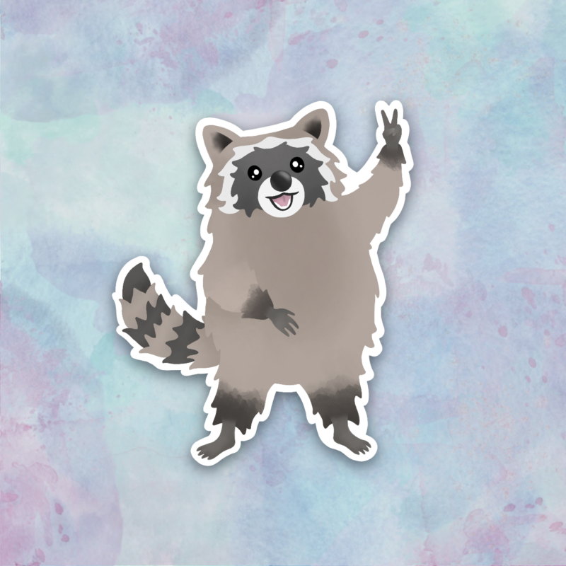 Raccoon Peace Sign Die Cut Sticker