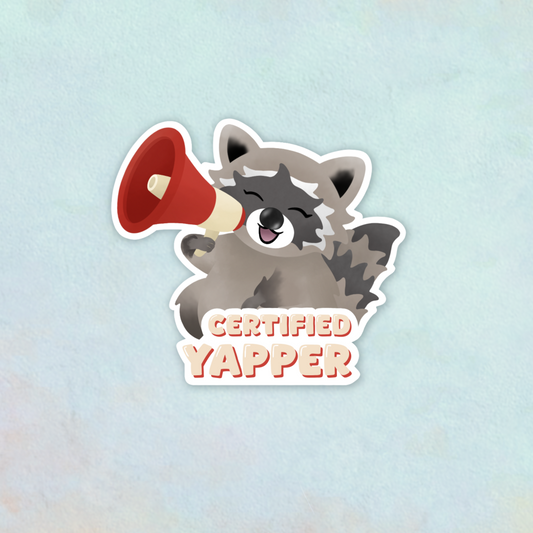 Certified Yapper Raccoon Die Cut Sticker