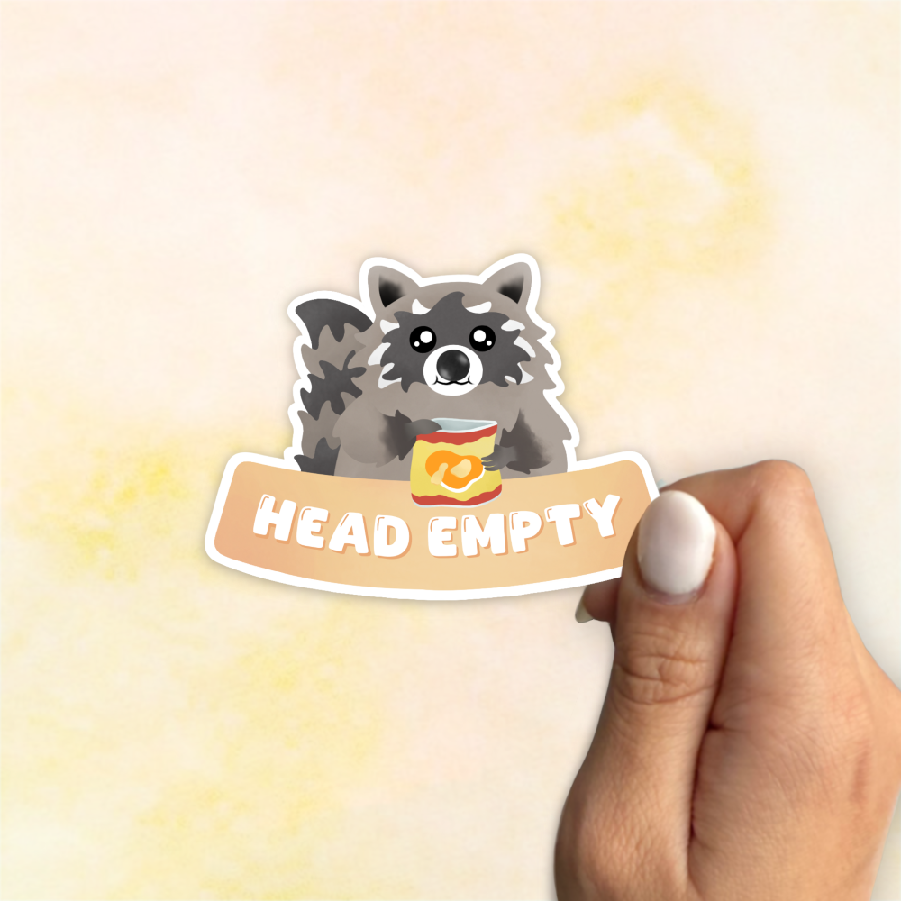 Head Empty Raccoon Die Cut Sticker